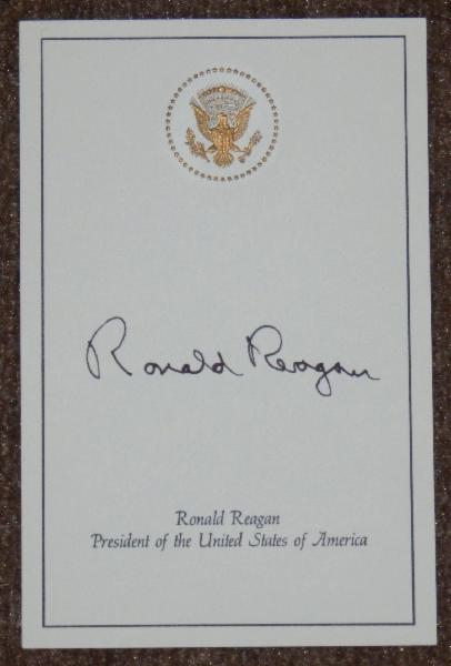 Ronald Reagan Signed President of the U.S. Card with Raised Presidential Seal